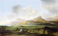 Jan Asselijn Mountainous landscape with travelling herdsmen
