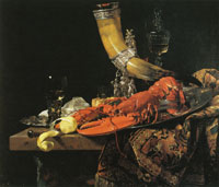 Willem Kalf Drinking Horn with a Lobster on a Table