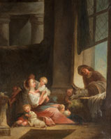 Circle of Noel Halle - An interior with a mother and her children