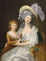 Studio of Marie-Victoire Lemoine - Double portrait of Marie-Thérèse of France (1778-1815), Duchesse d'Angoulême, with her brother Louis XVII (1785-1795), three-quarter length, seated in an interior